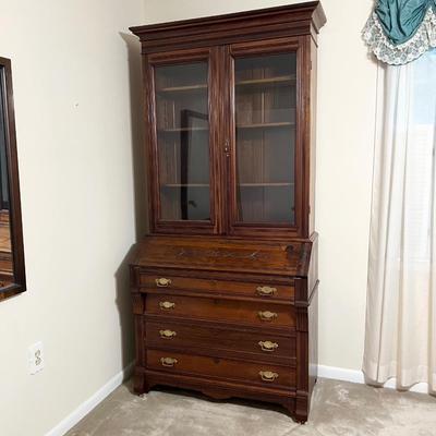 Solid Mahogany Leather Top Desk / Hutch