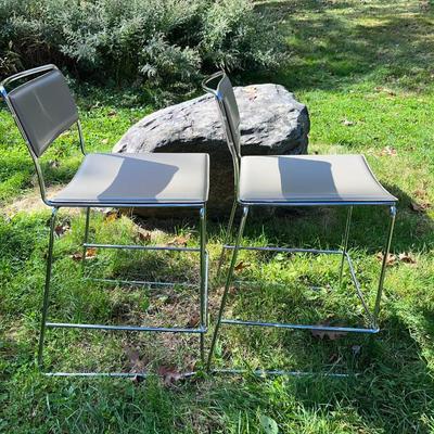 Fabulous Italian Made Counter Stools Leather and Stainless