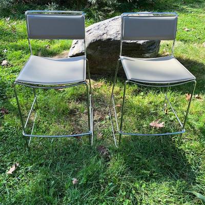 Fabulous Italian Made Counter Stools Leather and Stainless