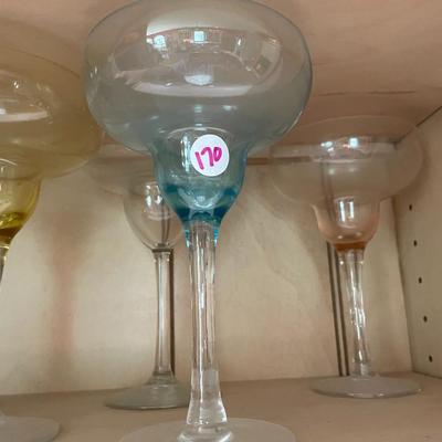 Set of Five Margarita Glasses, Assorted Colors