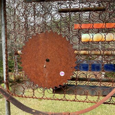 Folk Art Metal and Glass Screen