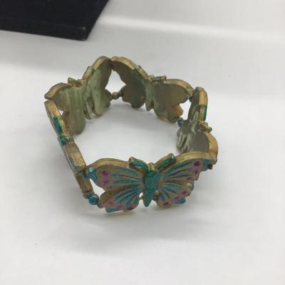 Vintage blue and green butterfly bracelet