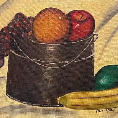 Original Tom Roddy Oil on Canvas Fruit Basket Still Life