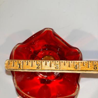 Mid Century Amberina Viking Candy Dish & Murano Bambini Ashtray