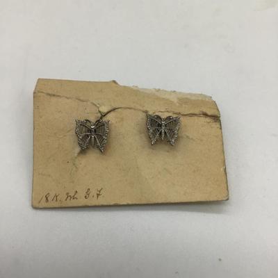 Silver toned butterfly earrings