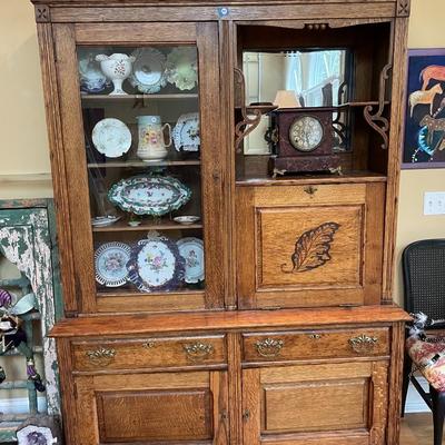 GORGEOUS Antique Tiger Oak Secretary Desk