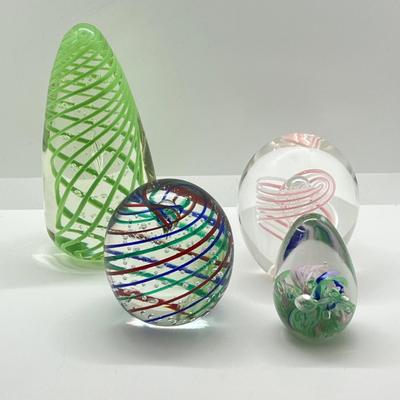 LOT 14K: Four Handblown Glass Paperweights