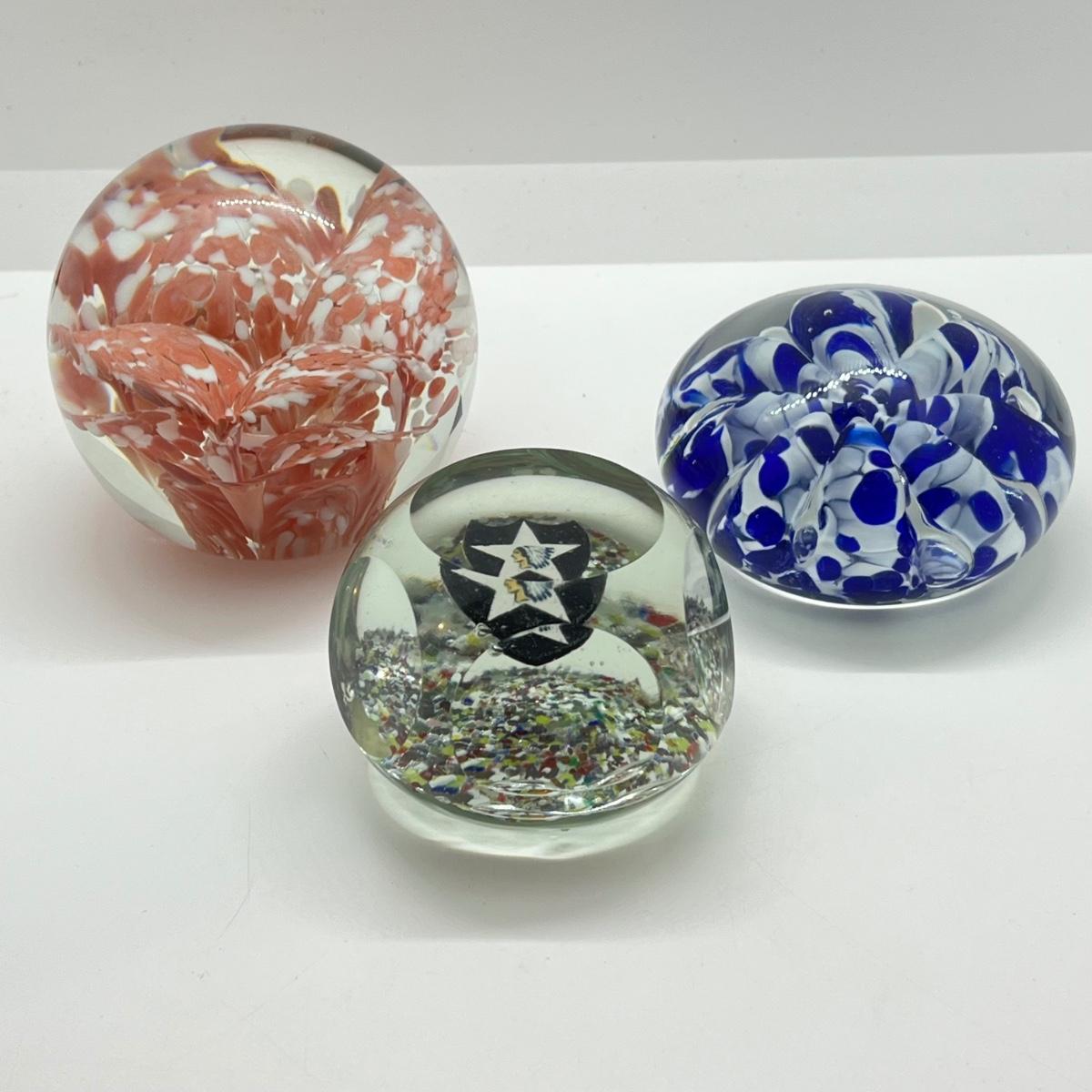 LOT 17K: Trio of Handblown Paperweights - OSJAG and More | EstateSales.org