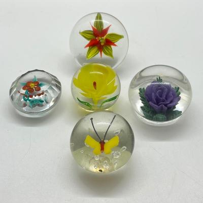 LOT 25K: Five Small Handblown Glass Paperweights
