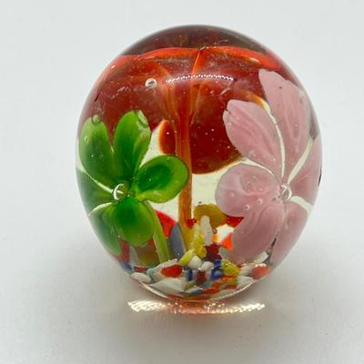 LOT 26K: Three Floral Glass Paperweights