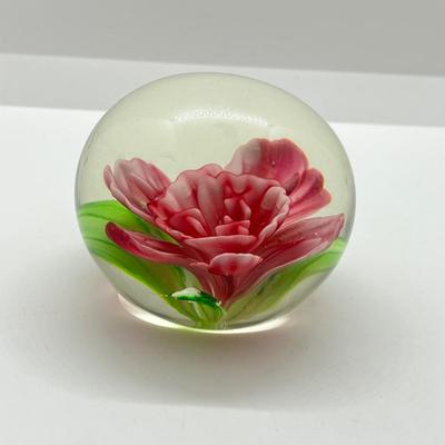 LOT 26K: Three Floral Glass Paperweights