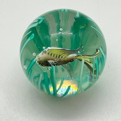 LOT 35K: Handblown Glass Paperweights - Large Murano Pear & More