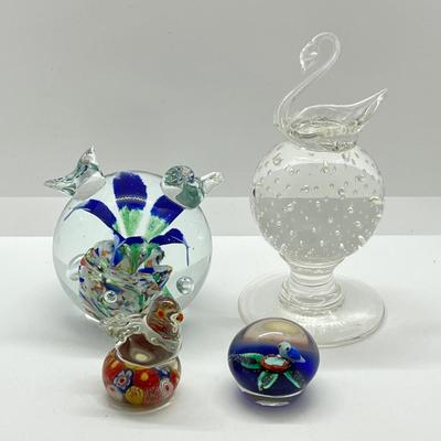 LOT 36K: Bird Themed Glass Paperweights