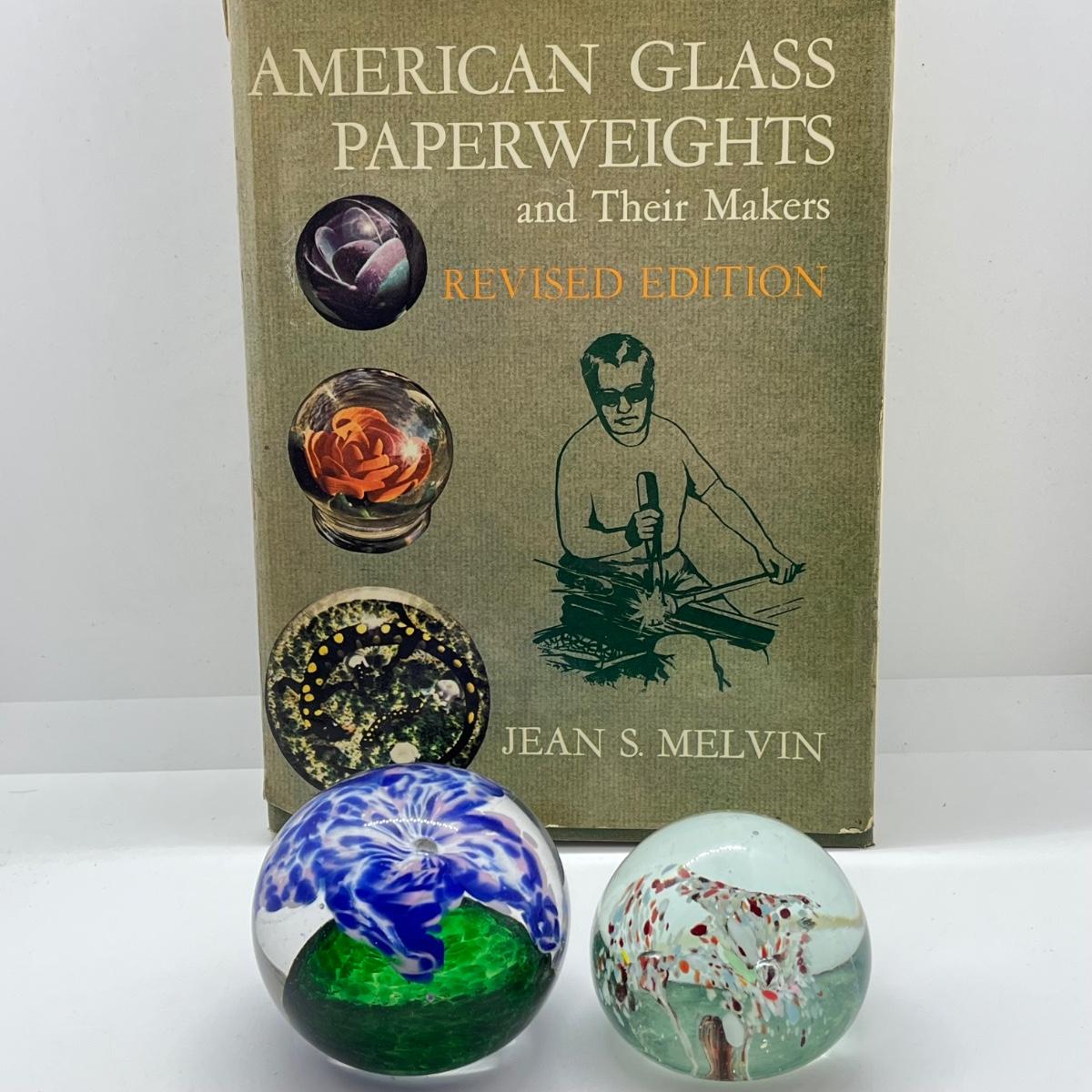LOT 40K Vintage American Glass Paperweights Book and Two Paperweights