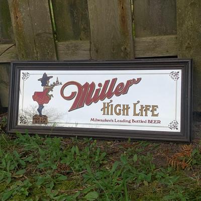 LOT 50 K: Miller High Life Mirrored Bar Sign