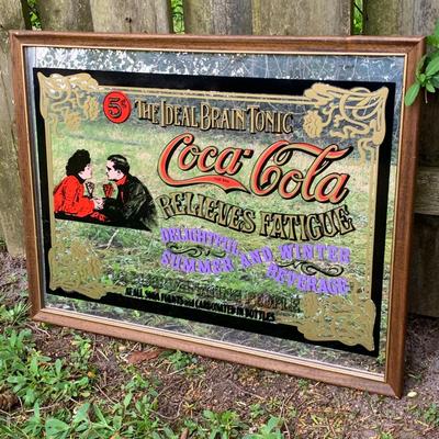LOT 55 K: Coca Cola Mirrored Sign