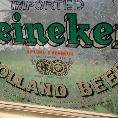 LOT 57 K: Heineken, Genesee, & O'Keefe Mirrored Bar Signs