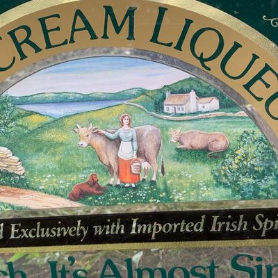 LOT 58 K: Leroux Blackberry Brandy & Irish Cream Liqueur Mirrored Bar Signs