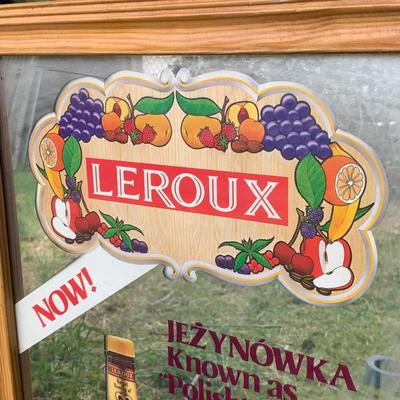 LOT 58 K: Leroux Blackberry Brandy & Irish Cream Liqueur Mirrored Bar Signs