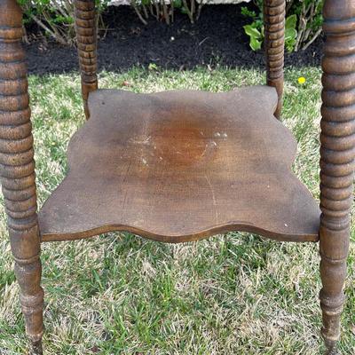 LOT 75P: Antique Victorian Style Parlor Table w/ Glass Ball Feet