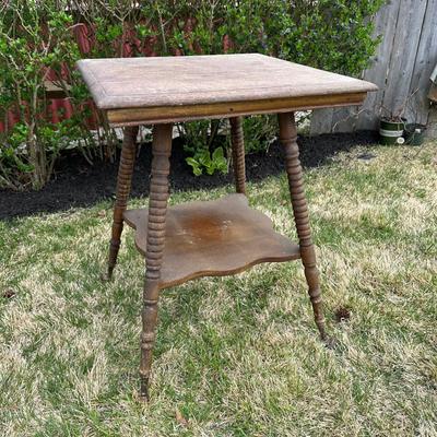 LOT 75P: Antique Victorian Style Parlor Table w/ Glass Ball Feet