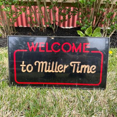 LOT 76P: Welcome To Miller Time Neon Sign Light