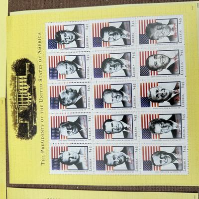 LOT 80B: Franklin Mint Presidential Pocket Knife Set w/ Original Case & Presidential Stamp Sheets