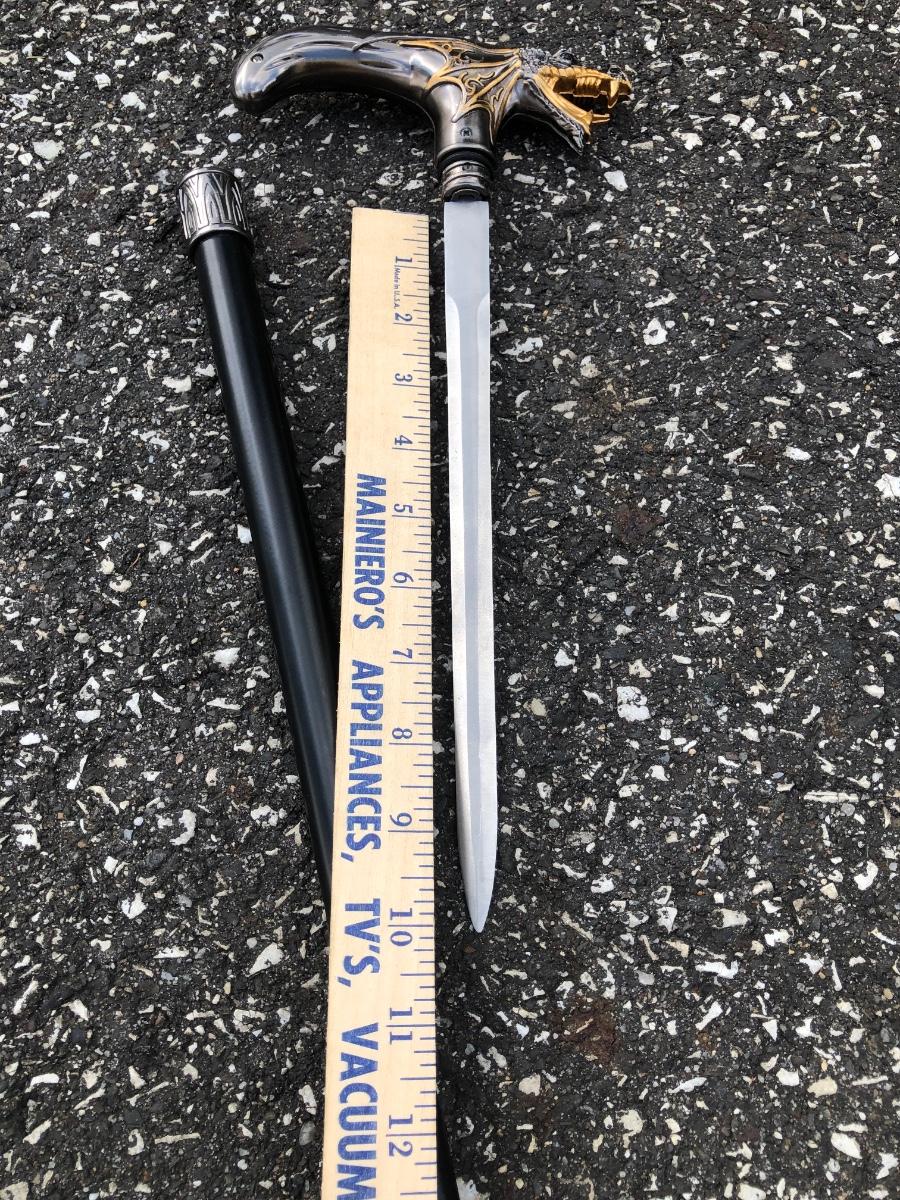 LOT 158L Dragon Head Hidden Dagger / Knife Cane & Other Canes