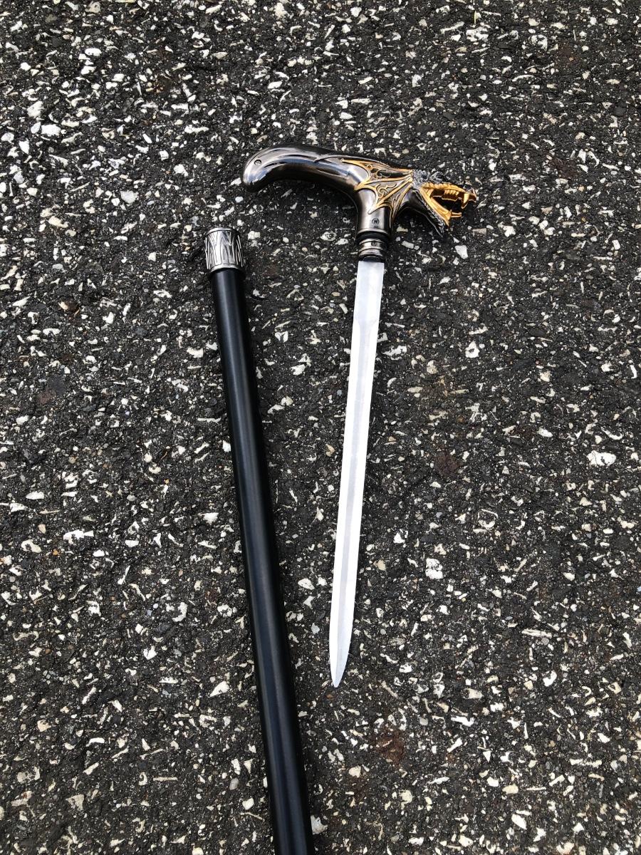 LOT 158L Dragon Head Hidden Dagger / Knife Cane & Other Canes