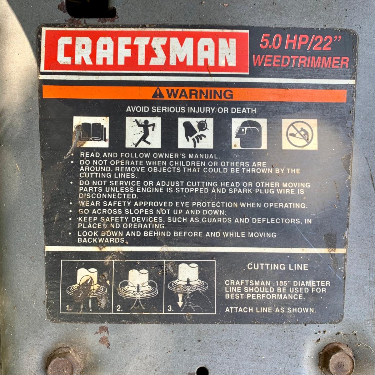 LOT 168 S Craftsman 5.0 HP/ 22" Weed trimmer