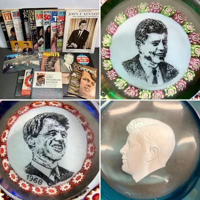 LOT 285 B: Vintage JFK Collection: Paper Weights, Magazines, Books, & More