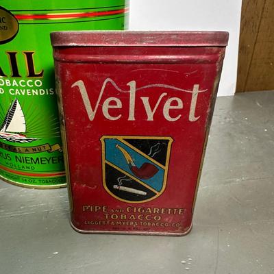 LOT 299B: Vintage Tobacco Tins/Containers - Velvet, Sail, Kentucky Club & More