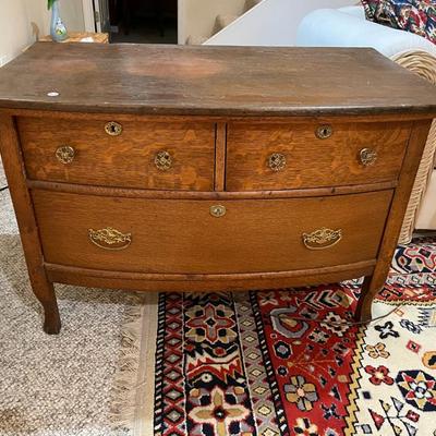 Antique Tiger Oak 2 over 1 Dresser