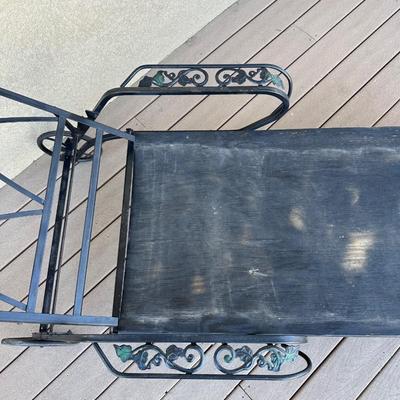 WROUGHT IRON PATIO ADJUSTABLE LOUNGE CHAIR WITH CUSHIONS