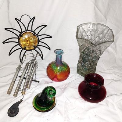 SUN WINDCHIME AND GLASS VASES