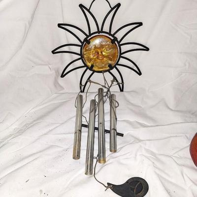 SUN WINDCHIME AND GLASS VASES
