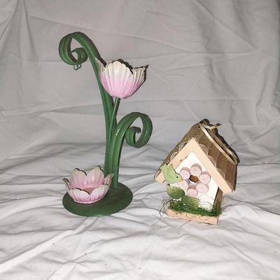 METAL TULIP-BIRDHOUSE-ANGEL CHIMES AND WECOME SIGN