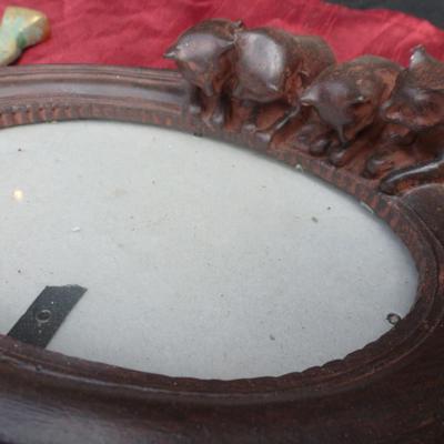 Collection of Home Decor- Wooden Cat Picture Frame and Brass Art Nouveau Frame