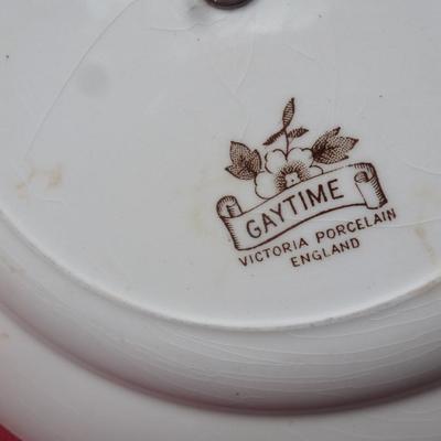 Vintage English Gaytime Porcelain Dessert Serving Plate with Center Handle- Approx 11"