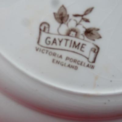 Vintage English Gaytime Porcelain Dessert Serving Plate with Center Handle- Approx 11"