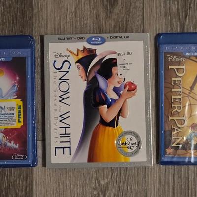 Disney Blu-Rays- Peter Pan, Snow White, and Cinderella
