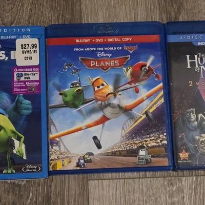 Disney Blu-Rays- Planes, The Hunchback of Notre Dame, and Monsters Inc.