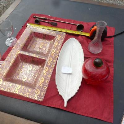 Collection of Home Decor- China Set, Glassware, Serving Plates, Candle Snuffer