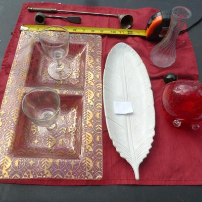 Collection of Home Decor- China Set, Glassware, Serving Plates, Candle Snuffer