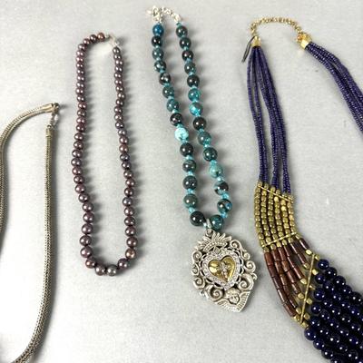 BB361 Lot of Sterling Pendant and Beaded Necklaces- Brighton