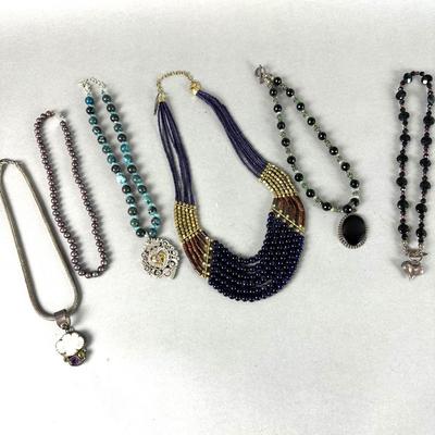 BB361 Lot of Sterling Pendant and Beaded Necklaces- Brighton