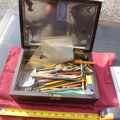 Wooden Victorian Pencil Box