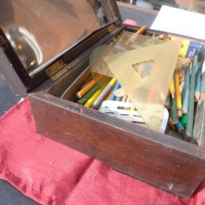 Wooden Victorian Pencil Box