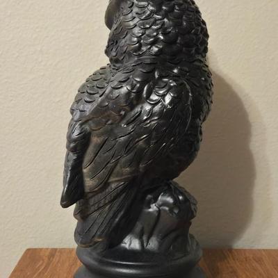 Black Chalkware Owl Halloween Decoration