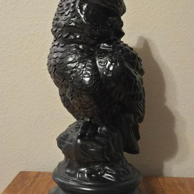 Black Chalkware Owl Halloween Decoration